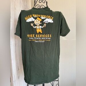 Green Graphic Tee with Tree Services Print